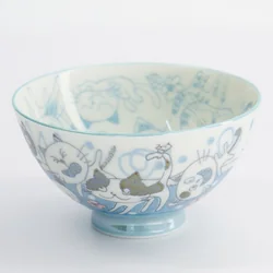 TOKYO DESIGN STUDIO Bowl Kawaii Funny Cat Blue...